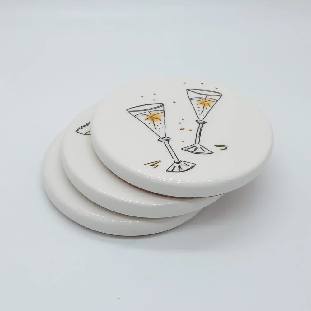 3pc Studio Nova Cocktail Time Ceramic Coasters